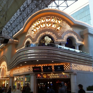 Golden Nugget Las Vegas with lights on the front