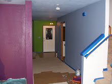 Better shot of the gray-blue color on the accent wall