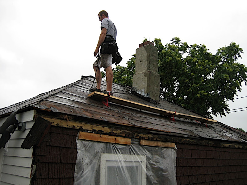 Josh inspects his 135 year old roof sheating