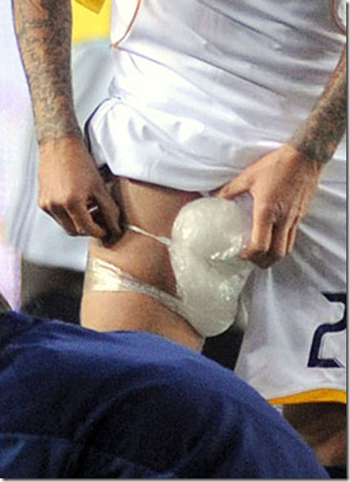 David Beckham Ice Pack on Shorts