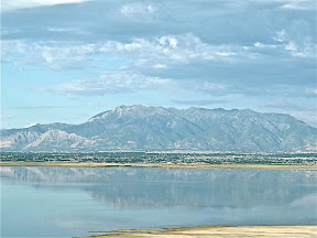 Between a lake and mountains