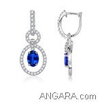 2-in-1 Wear Sapphire and Diamond Hoop Earrings with Removable Danglers in 14k White Gold (6x4 mm) 2-in-1 Wear Sapphire and Diamond Hoop Earrings with Removable Danglers in 14k White Gold (6x4 mm)