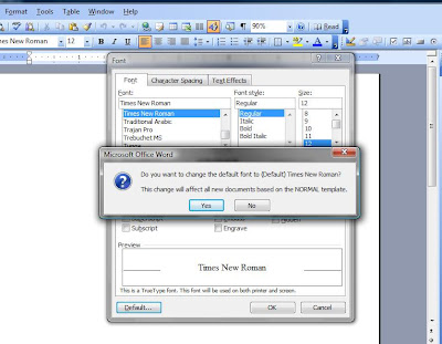 change the default document font in Word