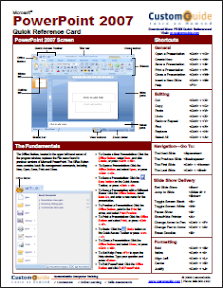 Microsoft PowerPoint 2007 cheat sheet Microsoft PowerPoint 2007 cheat sheet