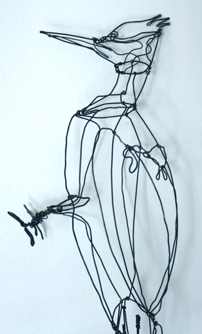 Steel Wire Sculpture by Sherry Cordova: Pileated Woodpecker