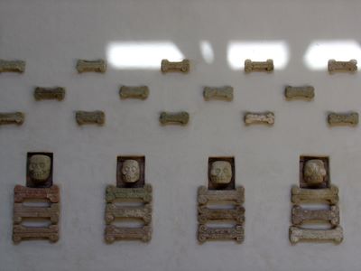 Skull and Bones Installation at the Museum in Copan Ruinas, Honduras