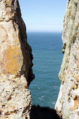 View from stairway down to Point Reyes Lighthouse