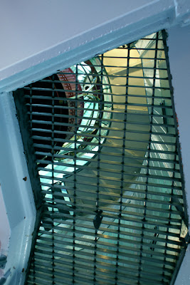 View up to Fresnel lens area of Point Reyes Lighthouse