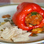 Coucous and feta stuffed peppers