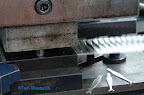 Clip making - the outer shape is punched out of a sheet of silver. Clip making - the outer shape is punched out of a sheet of silver.