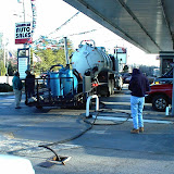 Enhanced Fluid Recovery (EFR) event at a contaminated gas station. The Vacuum truck pulls air and liquid from a well to remove gasoline contaminated groundwater along with vaporized gasoline in soils.