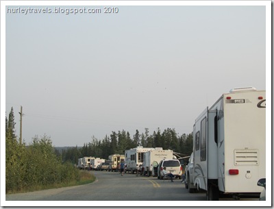 We all waited patiently in line for the Forestry officials to give the go-ahead to travel south on the Cassair, Highway 37.  The wildfires burned for weeks in this area of British Columbia, as they do annually.  Lightning strikes start many fires - Mother Nature cleaning house.