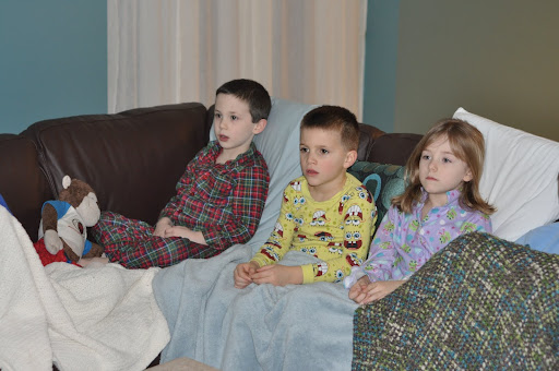 Eli, Cody, and Brooke watching Clone Wars