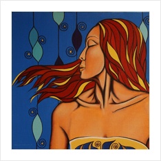 Les tableaux acryliques art-déco portrait de femme art-déco, graphique