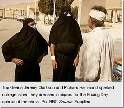 29 12 2010 Top Gear stars cause row after burqa-style stunt 2 29 12 2010 Top Gear stars cause row after burqa-style stunt 2