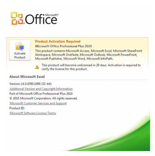 office 2010 unactivated