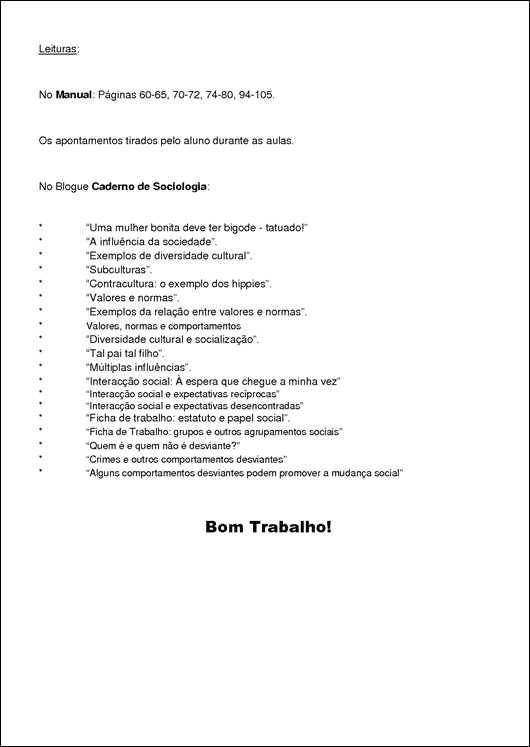 matriz  3º teste de sociologia 2010 -2
