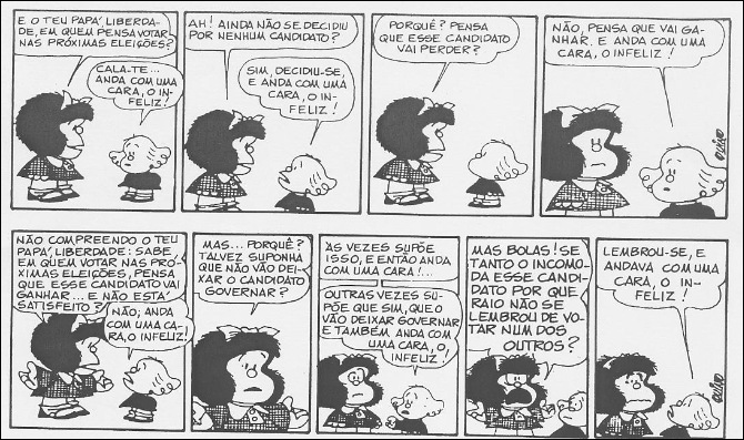 mafalda a infelicidade de escolher em quem votar