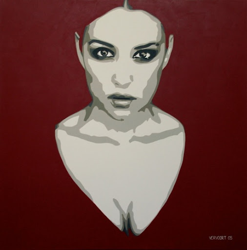 Monica Belucci portrait painting by Luc Vervoort 2 