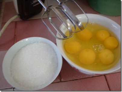 6 eggs + one bowl of sugar