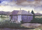 watercolor painting Camp Creek School Abandoned