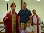 Top row, L - R: Bishop Bruce MacPherson, Alex Dibbley, and Mother Mitzi George.
Bottom row, Alexis and Tanner Dibbley
June 8, 2008
