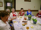 Ellie Marquez, Barbara Fox, JoAnn Hodgson, Anita Luff, and Margaret Rachal at the DOK tea.