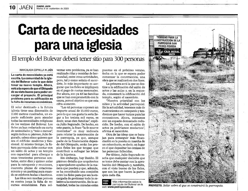 Art&iacute;culo del DIARIO JA&Eacute;N sobre la marcha de la Parroquia