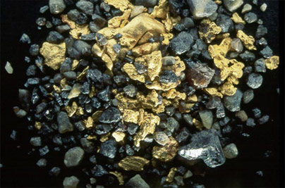 Oro en concentrado de bateo