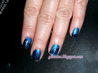 nail art designs blue black color
