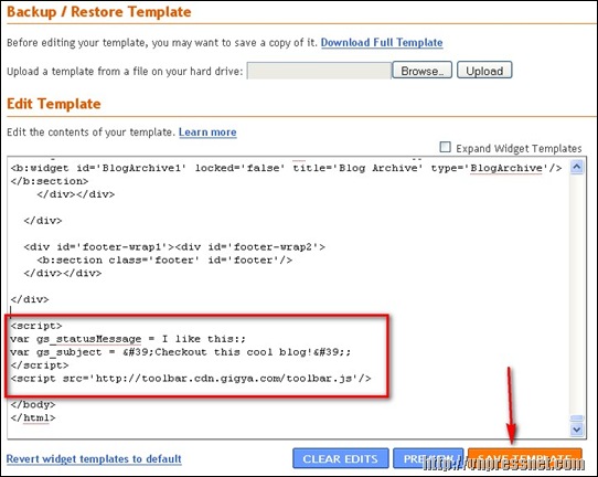 Gigya toolbar