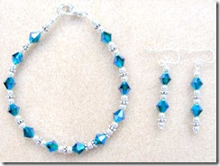 blue green swarvorsk ibracelet earrings2