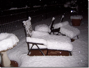 lounge chairs in snow