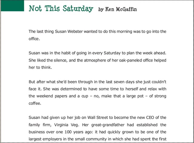 Not this Saturday by Ken McGaffin