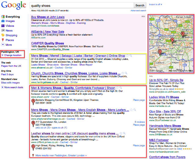 quality shoes Google SERP