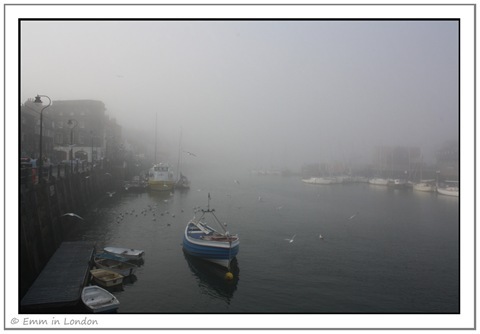 Whitby Harbour in Sea Fret