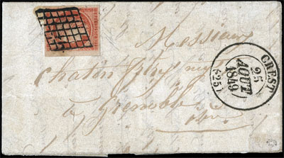 1fr vermillon sur lettre