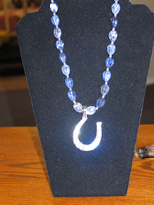 Blue Bead Horsehoe Necklace
