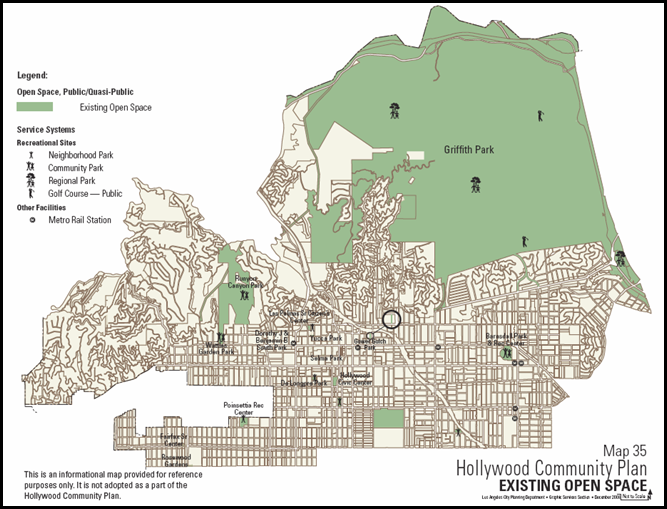 Open Space Map from Draft Hollywood Community Plan