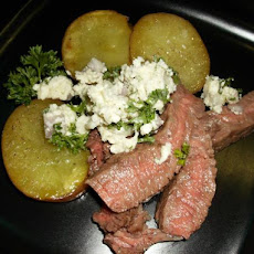 Grilled Strip Steaks and Potatoes With Blue Cheese Butter
