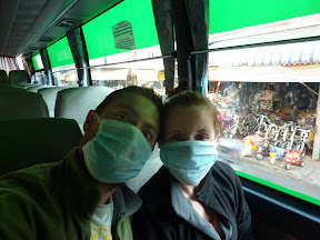 Our bus from Phnom Penh to Ho Chi Minh, complete with obligatory respiratory protectors...