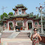 Lynette outside Phuoc Kien Asembly Hall in Hoi An, where Chinese Fujian maintained their community centre. No prams allowed.