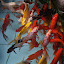 Lynette was suitably fascinated by the lively fish pond.