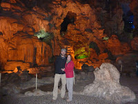 Lynette and I in front of the beautiful limestone caves of Thien Cung caves.