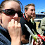 Lynette enjoying a mouthful of reed, tasting a little like sweet celery.