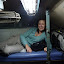Lynette making herself comfortable on our first Indian train, sleeper class.