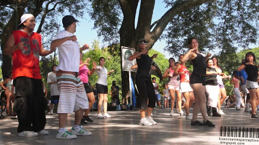 Porteños Dancing and Exercising at the Paseo Guardavidas Argentinos in Buenos Aires, Argentina