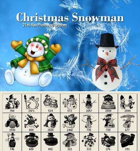 Christmas Snowman Photoshop Brushes nicegfx.com