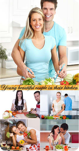 Stock Photo: Young beautiful couple in their kitchen nicegfx.com