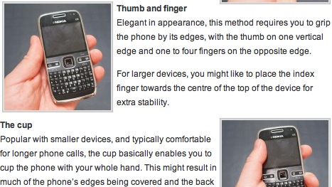 Nokia The way how to hold your Nokia phone?